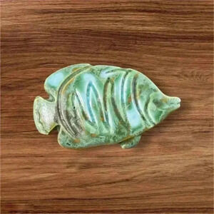 Jade Green Fish Brooch Vintage and Cute!